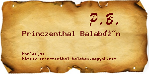 Princzenthal Balabán névjegykártya